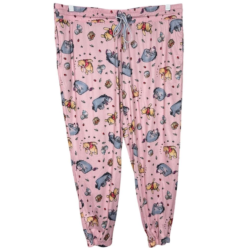 Disney Women's Winnie the Pooh Eeyore Pink Print Pajama Jogger Pants Size XL